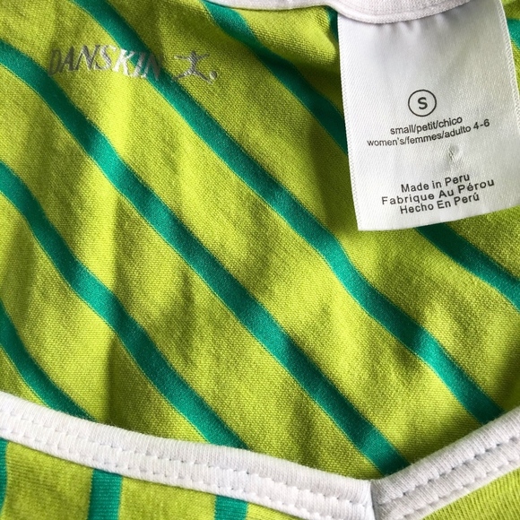 *DANSKIN* Green Striped Sleeveless Shirt w/ Hood - Picture 3 of 3